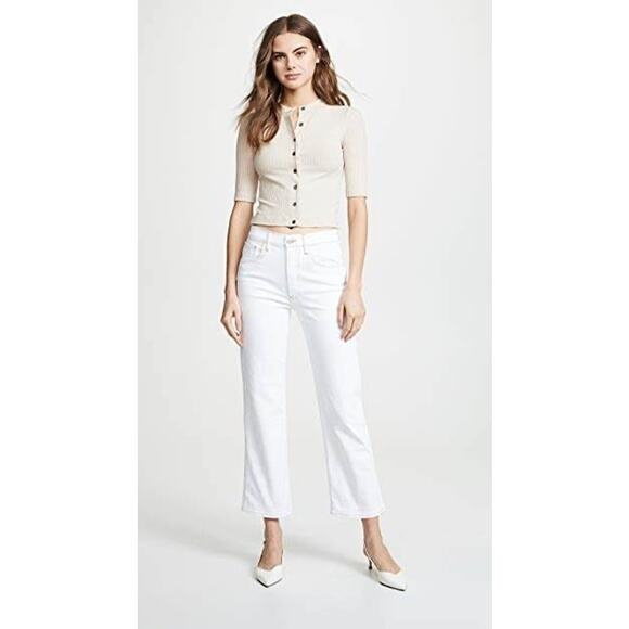 Anthropologie 3x1 Joni White Stitched High Rise Straight Leg Jeans Size 26 - Picture 2 of 12